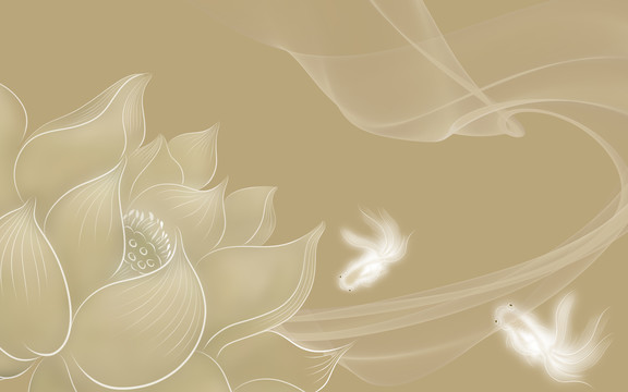 蓮花錦鯉透明新中式晶瓷畫裝飾畫
