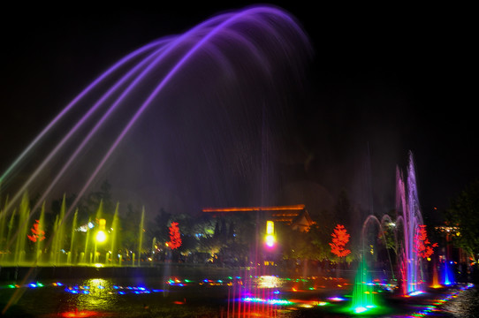 大雁塔喷泉广场夜景