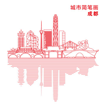 成都城市简笔画