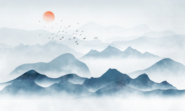 水墨山水裝飾畫(huà)
