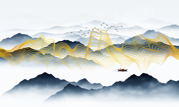 禪意線條山水畫