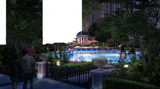 小區(qū)內(nèi)規(guī)劃公園設(shè)計夜景