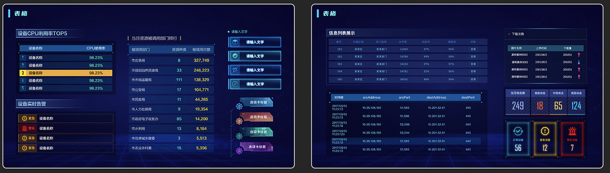 大屏数据可视化表格界面设计