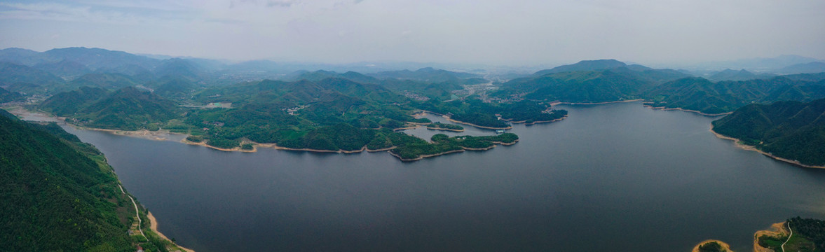 航拍湖州德清对河口水库