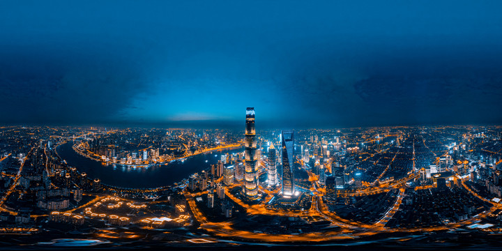 上海陆家嘴夜景全景