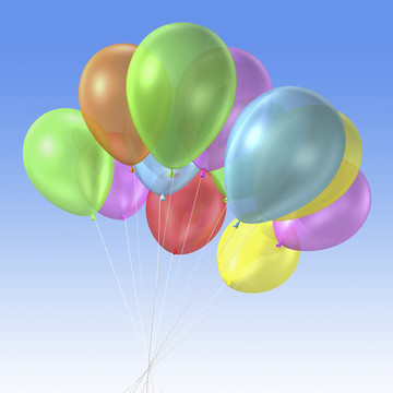 彩色气球组的三维渲染