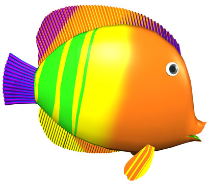 彩色热带鱼的三维渲染