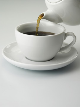 茶杯和茶壶的特写镜头