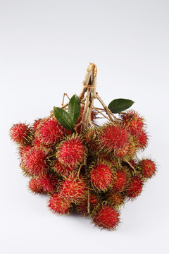 平原背景下的亚洲水果红毛丹