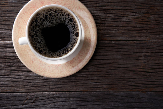 木桌面咖啡饮料顶视图
