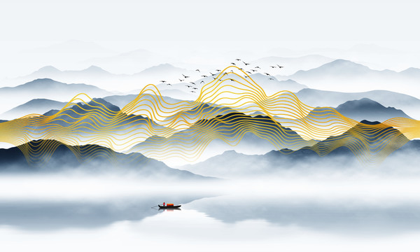新中式線條山水