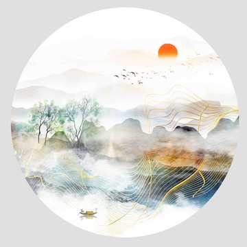 新中式水墨山水畫