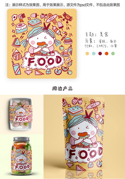 可愛(ài)卡通女孩插畫(huà)美食手機(jī)殼圖案
