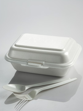 带叉子和勺子的食品容器用聚苯乙烯泡沫塑料