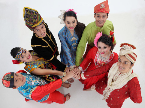 马来西亚传统服装手势俯视图
