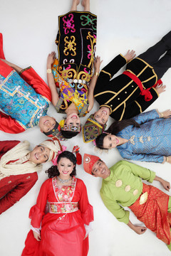 马来西亚传统服装俯视图
