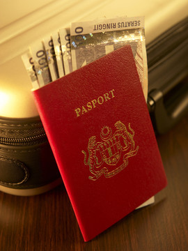 马来西亚林吉特护照顶视图