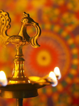 传统印度蜡烛特写