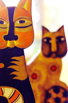 木制猫咪的摄影棚照片作为装饰项目