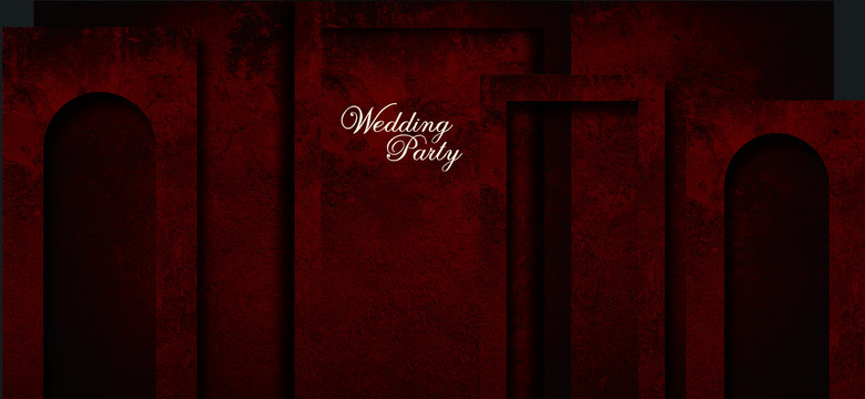 欧式红色复古婚礼背景平面图