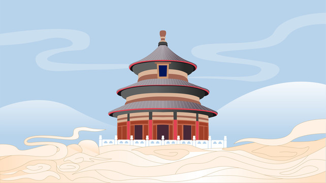 天壇地標建筑插畫