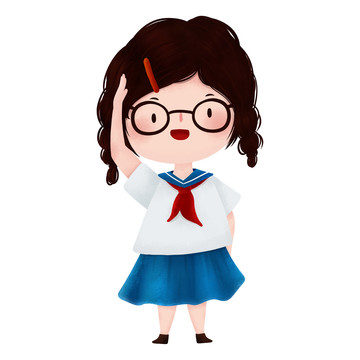 原創(chuàng)敬禮紅領巾小女孩