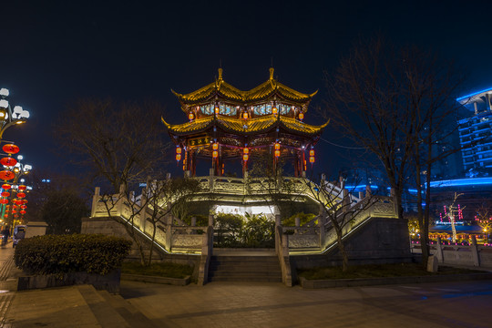 成都合江亭锦江新年夜景