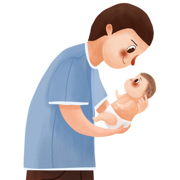 父親抱著嬰兒