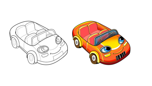 卡通汽車兒童插畫