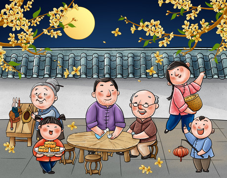中秋插畫