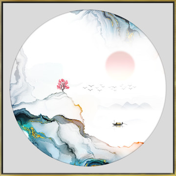 高端新中式山水水墨裝飾畫