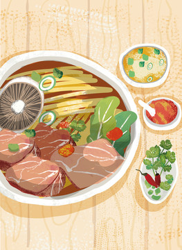 牛肉面插畫手繪