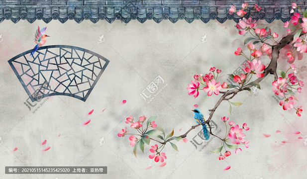 古風海棠花插畫