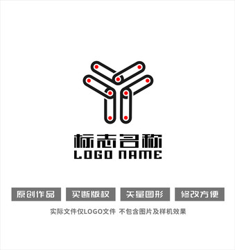 Y字母标志机械logo