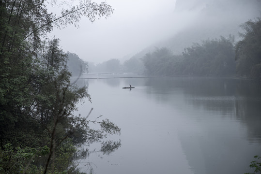 山水河流烟墨风景