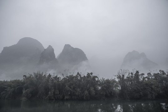 烟墨风景意境山水