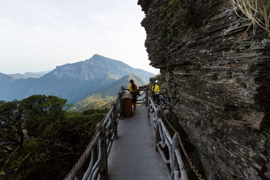 铜仁梵净山红云金顶下山步道