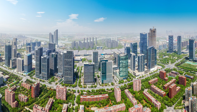 航拍南京城市现代建筑景观