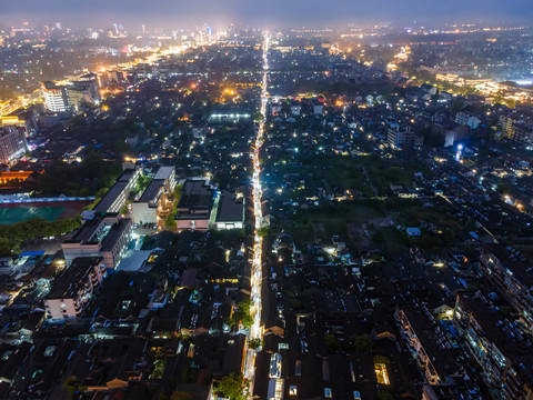 航拍江苏扬州东关街夜景