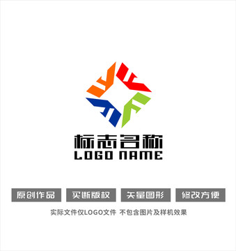 字母F旋转WM标志logo