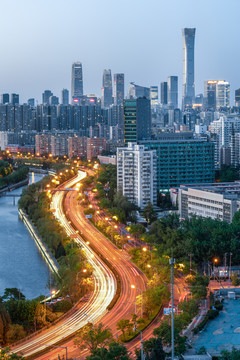 北京商务区夜景