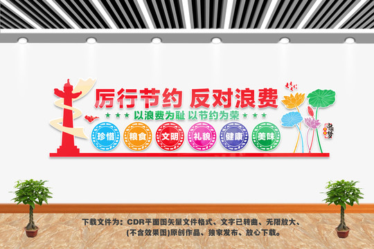 厲行節(jié)約反對浪費文化墻