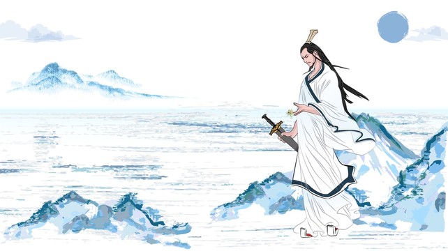 紀(jì)念愛國詩人屈原端午節(jié)描線人物