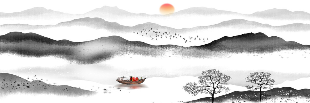 中國(guó)風(fēng)水墨山水畫