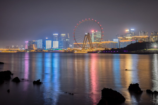 深圳宝安欢乐港湾摩天轮夜景