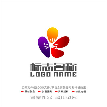 K字母标志花朵花瓣logo