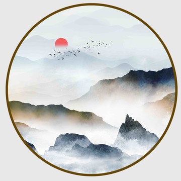 中式水墨山水畫