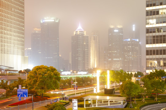 上海陆家嘴建筑夜景