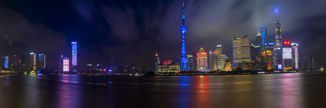 上海天际线夜景全景图