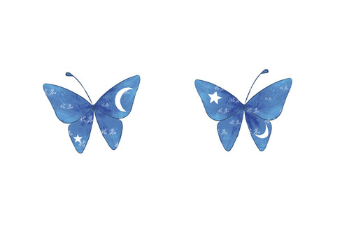 蝴蝶小物设计耳环饰品插画